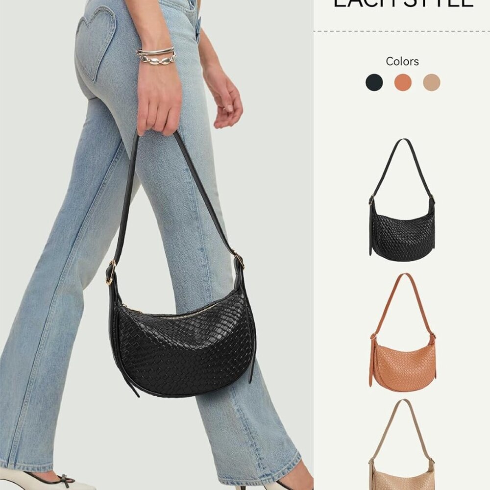 Purses for Women Small Crossbody Bags Crescent Shoulder Bag Hobo Handbag with Ad - Picture 7 of 7